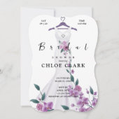 Elegante Lavendel Bloemen Jurk Trouwen Kaart (Voorkant)