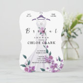 Elegante Lavendel Bloemen Jurk Trouwen Kaart (Staand voorkant)