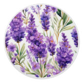 Elegante Lavendel Bloemen Keramische Knop (Voorkant)