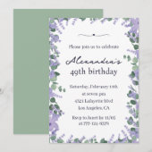 Elegante Lavendel Bloemen Lijst 49ste verjaardag Kaart (Voorkant / Achterkant)