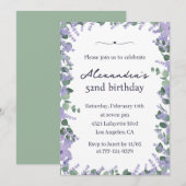 Elegante Lavendel Bloemen Lijst 52ste verjaardag Kaart (Voorkant / Achterkant)
