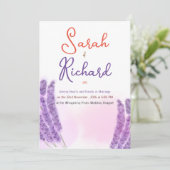 Elegante Lavendel Bloemen Ontwerp Wedding Kaart (Staand voorkant)