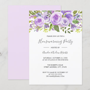 Elegante Lavendel Bloemen Roos Housewarming Kaart
