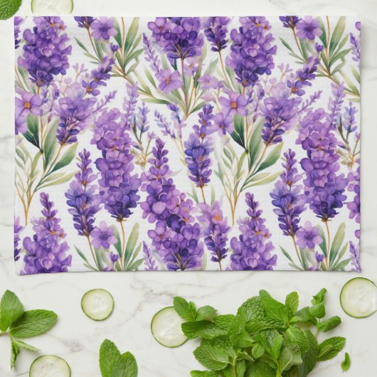 Elegante Lavendel Bloemen Theedoek (Gevouwen)