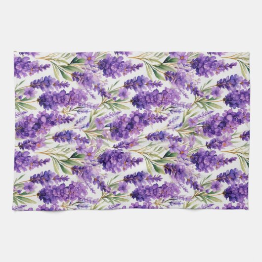 Elegante Lavendel Bloemen Theedoek (Horizontaal)