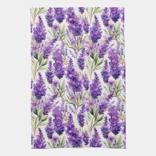 Elegante Lavendel Bloemen Theedoek (Verticaal)