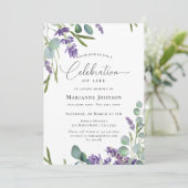 Elegante Lavendel Bloemen Viering van het Leven Kaart (Staand voorkant)