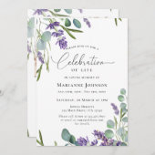 Elegante Lavendel Bloemen Viering van het Leven Kaart (Voorkant / Achterkant)