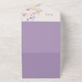 Elegante Lavendel Bloemen Wildbloemen QR RSVP All In One Uitnodiging (Buitenkant)