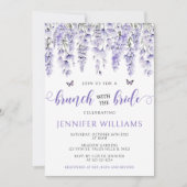 Elegante lavendel bloemenbruids brunch douche kaart (Voorkant)