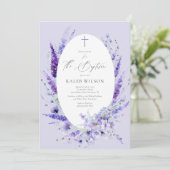 Elegante lavendel bloemendoop kaart (Staand voorkant)