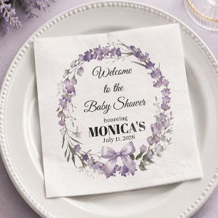 Elegante lavendel bloemenkrans baby shower servet