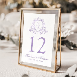 Elegante Lavendel Bloemenkroon Monogram Trouwdag Kaart