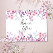 Elegante Lavendel Bloemenscript Bedankt Briefkaart