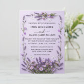 Elegante lavendel bloementuin bruiloft kaart (Staand voorkant)