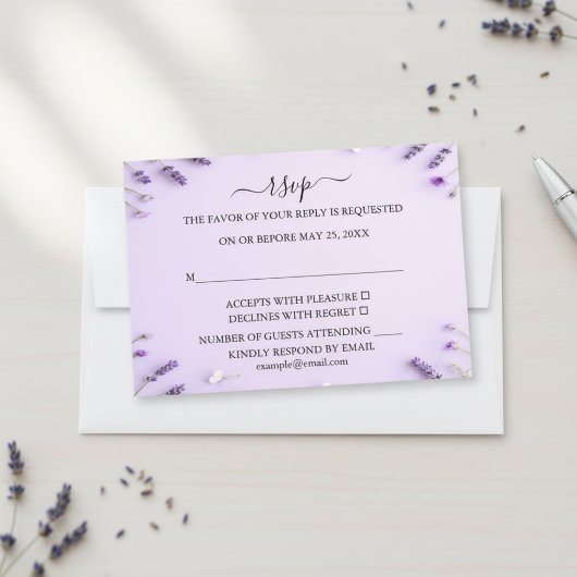 Elegante lavendel bloementuin bruiloft RSVP kaartje