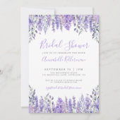 Elegante lavendel bloemige bruidsdouche kaart (Voorkant)