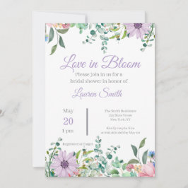 Elegante lavendel bloemige bruidsmeisjes uitnodigi kaart