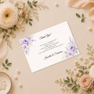 Elegante Lavendel Bloemige Bruiloft Bedankkaart