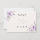 Elegante Lavendel Bloemige Bruiloft Bedankkaart (Voorkant)