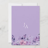 Elegante Lavendel Bloemige Bruiloft Kaart (Achterkant)