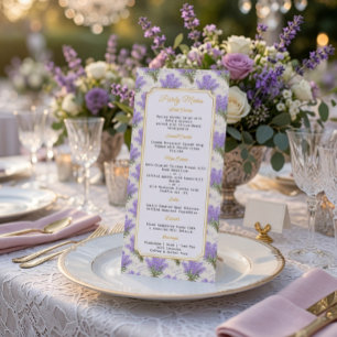 Elegante Lavendel Bloemige Feest Menukaart