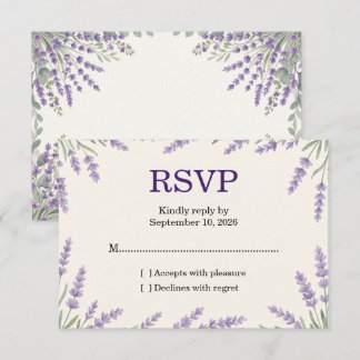 Elegante Lavendel Bloemige Trouw-RSVP-Kaart RSVP Kaartje