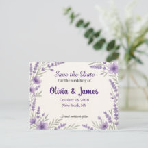 Elegante Lavendel Bloemige Trouw 'Save the Date' P