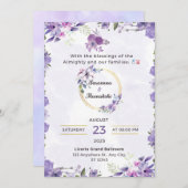 Elegante Lavendel Bloemige Trouw Uitnodiging (Voorkant / Achterkant)