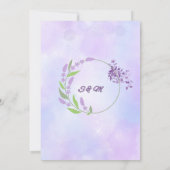 Elegante lavendel bloemige trouwuitnodiging kaart (Achterkant)