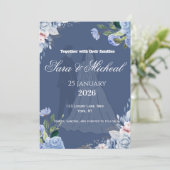Elegante Lavendel Bloemrijke Script Trouw Uitnodig Kaart (Staand voorkant)