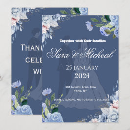 Elegante Lavendel Bloemrijke Script Trouw Uitnodig Kaart