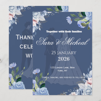Elegante Lavendel Bloemrijke Script Trouw Uitnodig Kaart