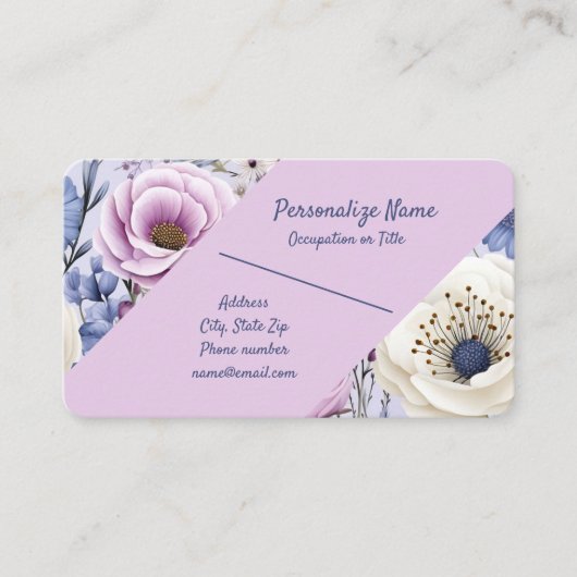 Elegante Lavendel Bloemtuin Bloemen Thema Visitekaartje (Voorkant)