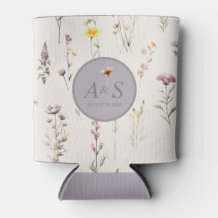 Elegante lavendel, blos en crème wilde bloemen blikjeskoeler