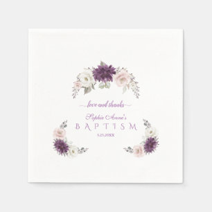 Elegante Lavendel Blush Witte Bloemen Doop Servet