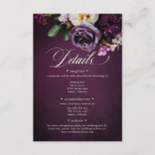 Elegante lavendel & bordeauxrode bloemenscript bru informatiekaartje (Voorkant)