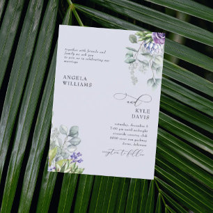 Elegante Lavendel Botanische Bruiloft Uitnodiging