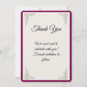 Elegante Lavendel Botanische Save the Date Kaart (Achterkant)