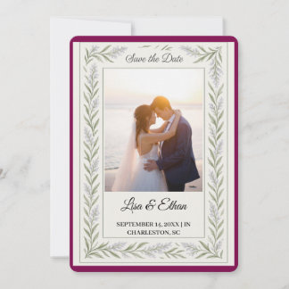 Elegante Lavendel Botanische Save the Date Kaart