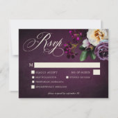Elegante Lavendel & Bourgogne Floral Script Weddin RSVP Kaartje (Voorkant)