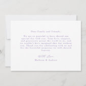 Elegante Lavendel Bow foto bruiloft Bedankkaart (Achterkant)