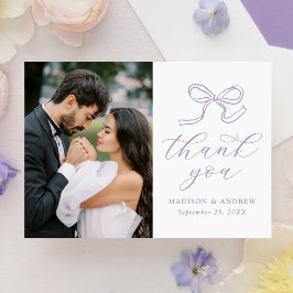 Elegante Lavendel Bow foto bruiloft Bedankkaart