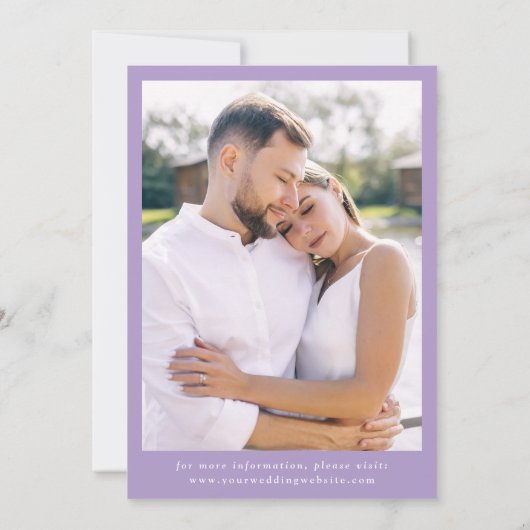 Elegante Lavendel Bow foto bruiloft Save The Date (Achterkant)