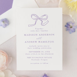 Elegante Lavendel Bow Wedding Kaart