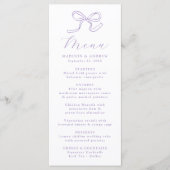 Elegante Lavendel Bow Wedding Menu (Voorkant)