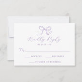 Elegante Lavendel Bow Wedding RSVP Kaartje (Voorkant)