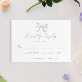 Elegante Lavendel Bow Wedding RSVP Kaartje