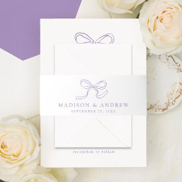 Elegante Lavendel Bow Wedding Uitnodigingen Wikkel