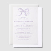 Elegante Lavendel Bow Wedding Vellum Uitnodigingen (Offset)